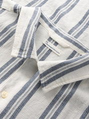 box short sleeve striped cotton shirt blue stripe