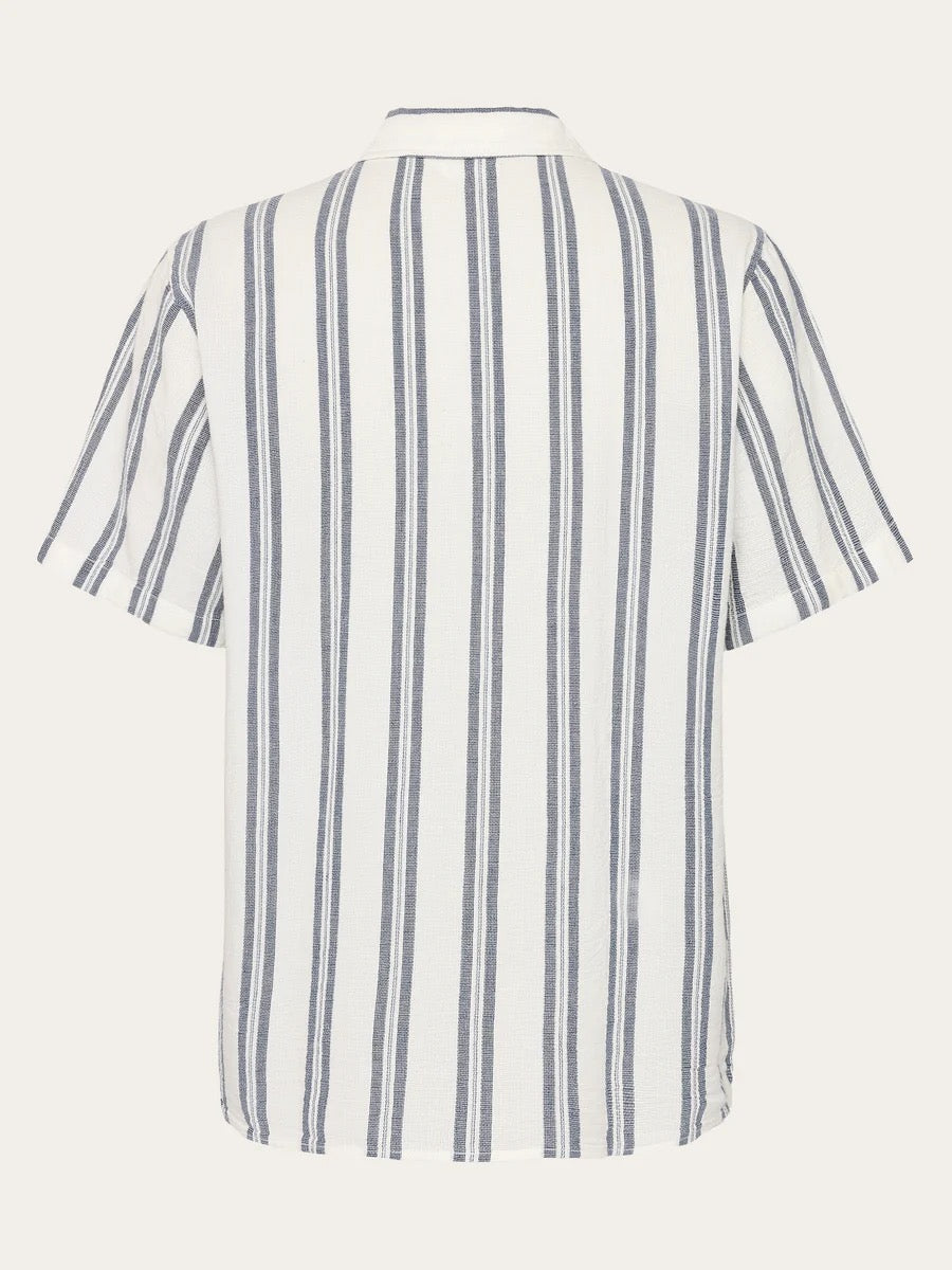 box short sleeve striped cotton shirt blue stripe