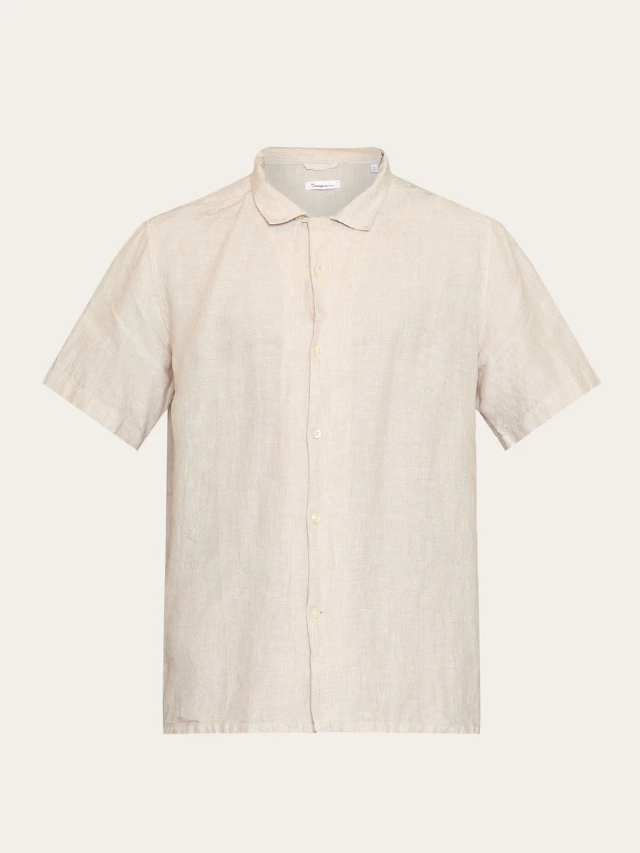 box short sleeve linen shirt light feather gray