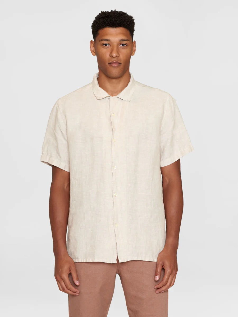 box short sleeve linen shirt light feather gray