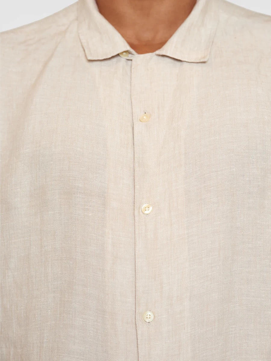 box short sleeve linen shirt light feather gray