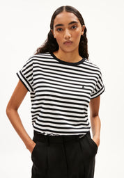 t-shirt idaara stripes white-black