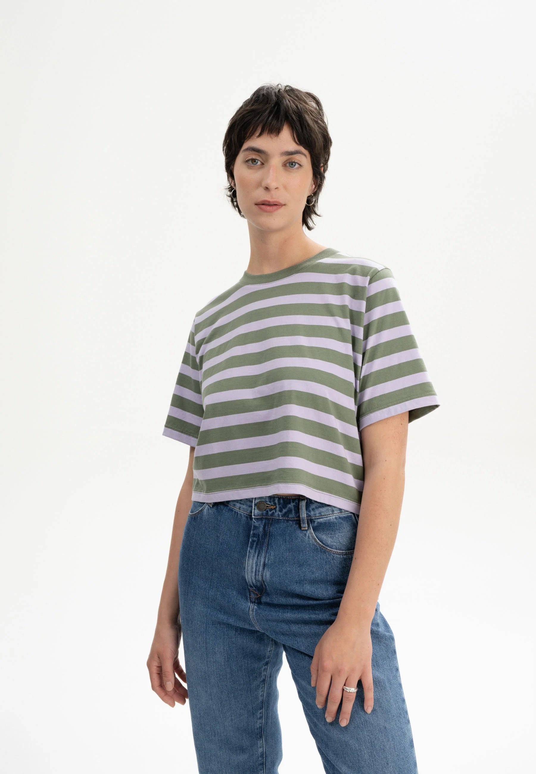 cropped t-shirt desna stripes thymian/krokus