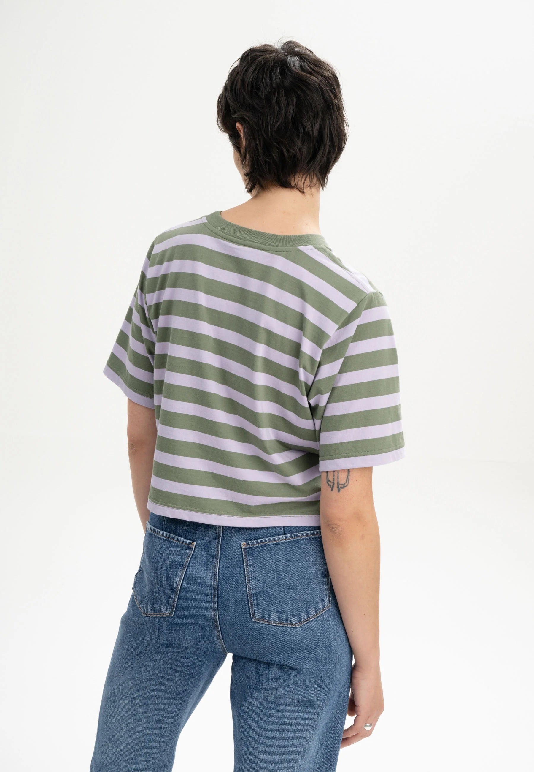 cropped t-shirt desna stripes thymian/krokus