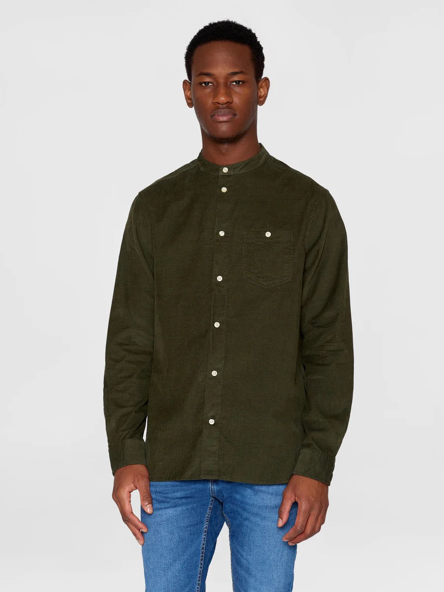 regular fit corduroy stand collar shirt forrest night