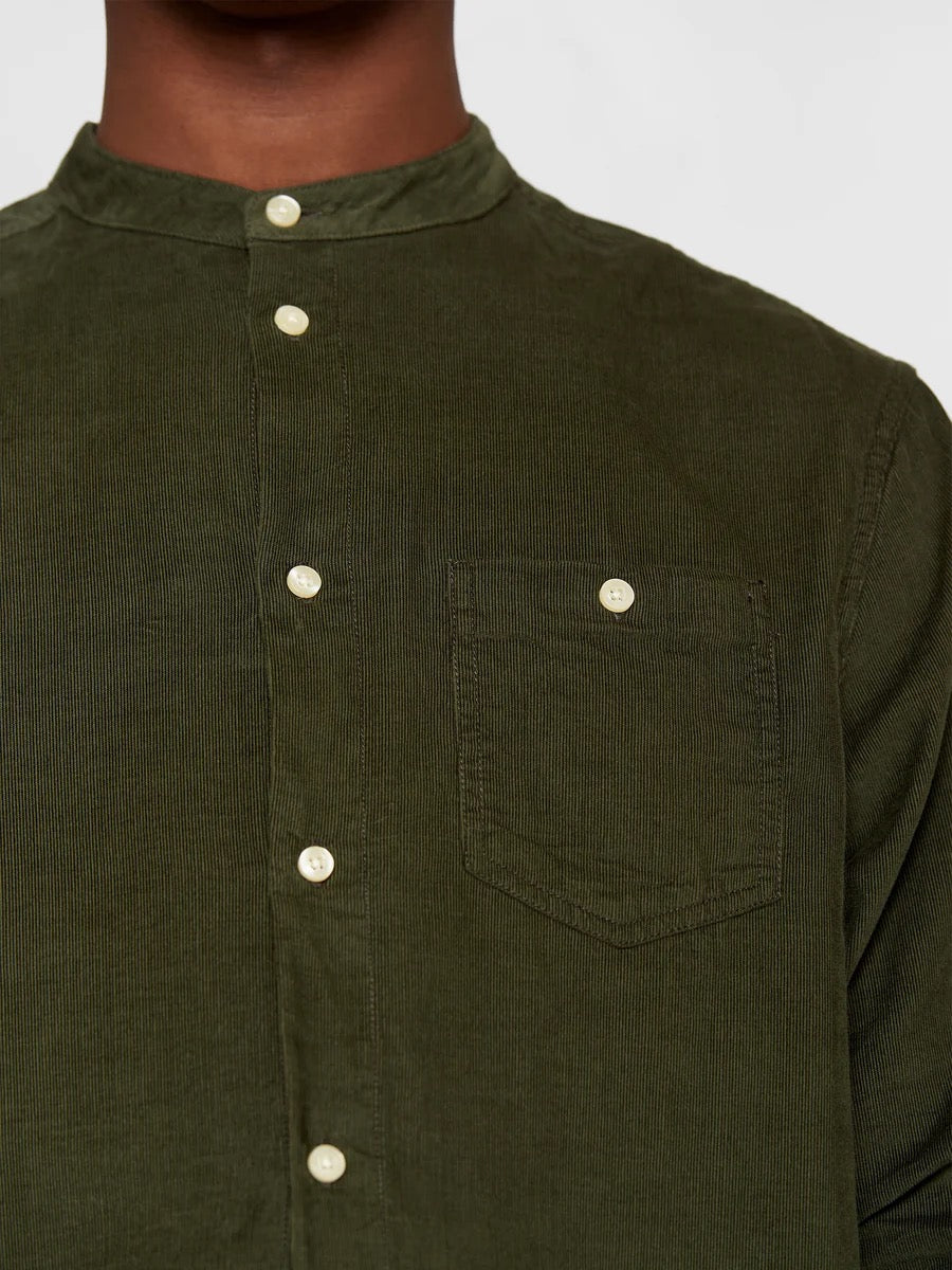 regular fit corduroy stand collar shirt forrest night