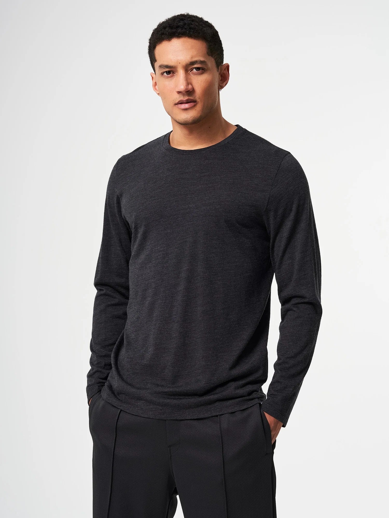 longsleeve merino men core dark grey melange