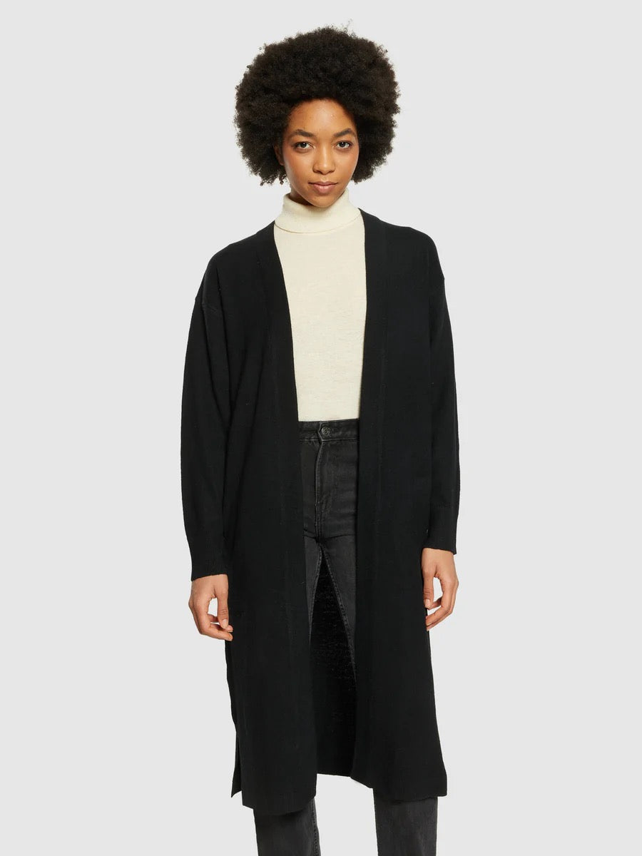 lambswool long cardigan black jet