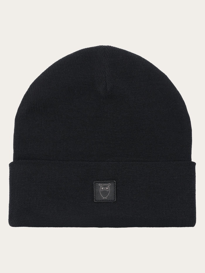 double layer fine merino wool beanie black jet