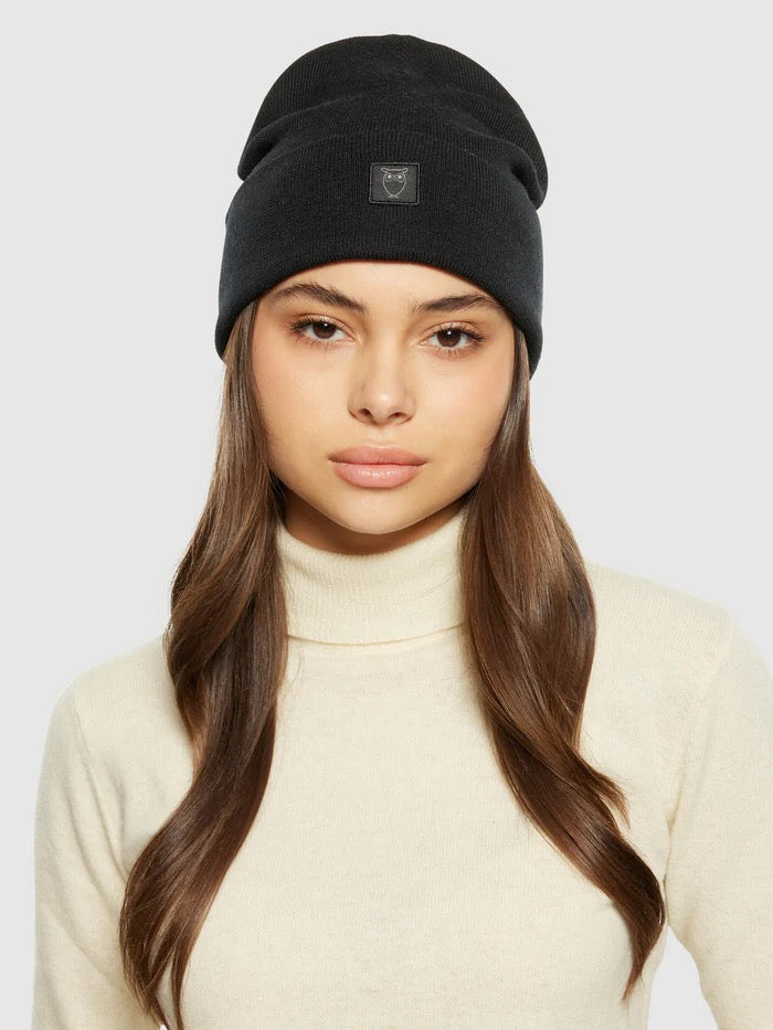 double layer fine merino wool beanie black jet