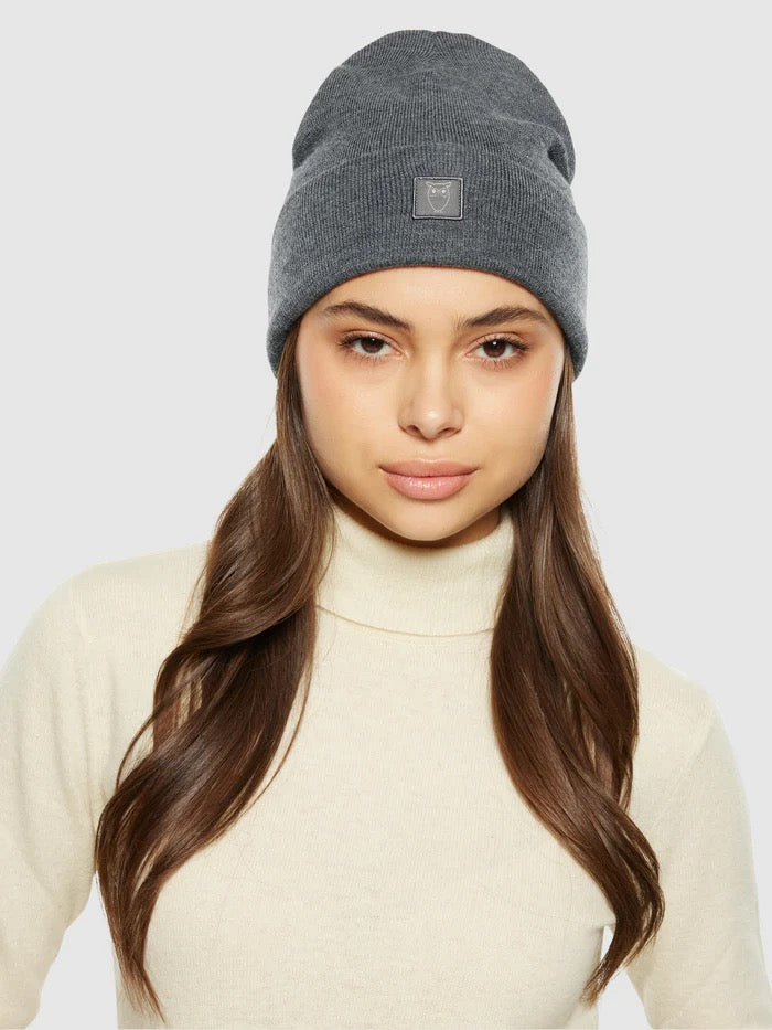 double layer fine merino wool beanie dark grey melange