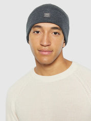 double layer fine merino wool beanie dark grey melange