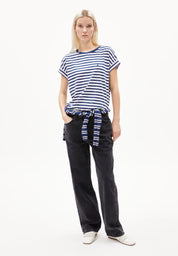 t-shirt idaara stripes white-lapsis blue