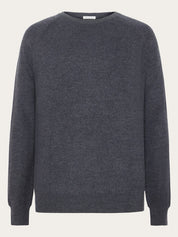 o-neck merino wool rib knit dark grey melange