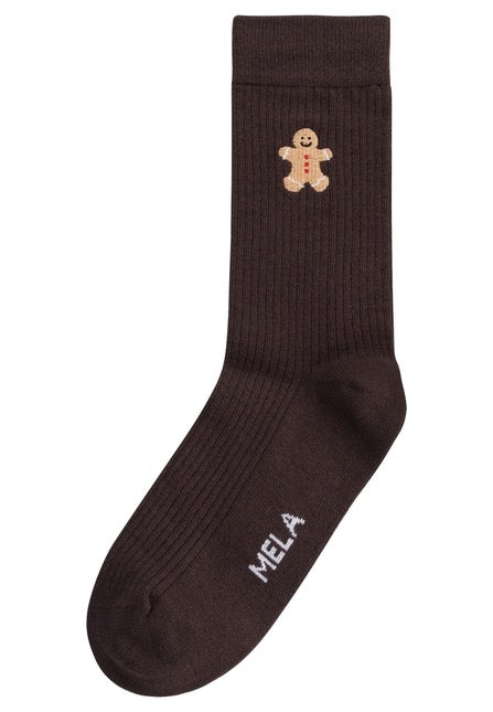 unisex gerippte socken stickerei 1er pack dunkelbraun / gingerbread