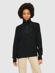 merino half zip high neck black jet