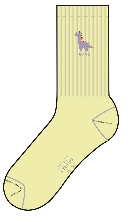 tennis sock butter yellow dino