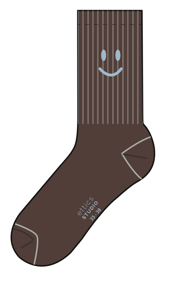 tennis sock chocolate brown smiley