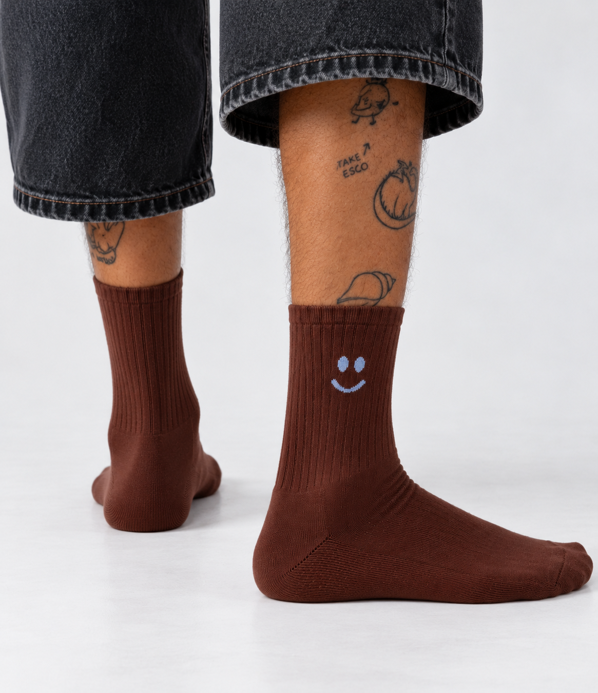 tennis sock chocolate brown smiley