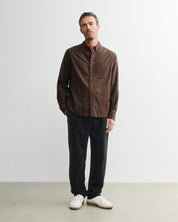 button-down shirt brown stripe