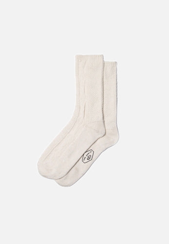 women cable socks offwhite