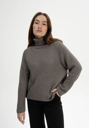 pullover rib knit turtleneck jumper chirha bear melange