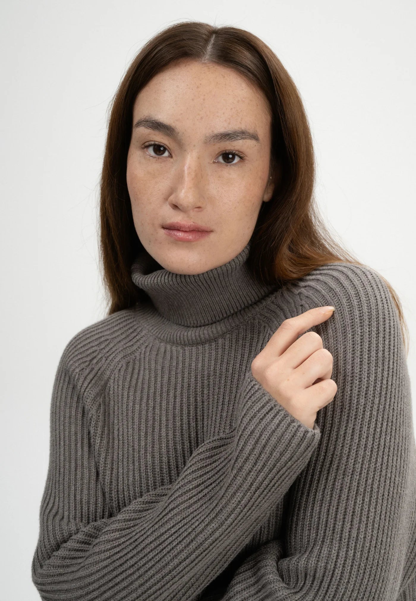 pullover rib knit turtleneck jumper chirha bear melange