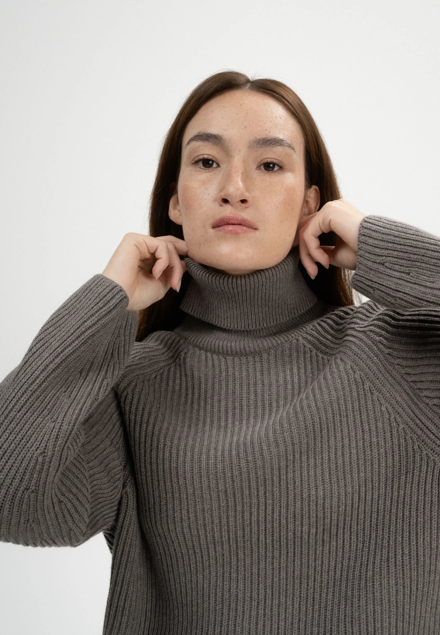 pullover rib knit turtleneck jumper chirha bear melange