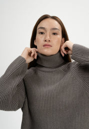 pullover rib knit turtleneck jumper chirha bear melange