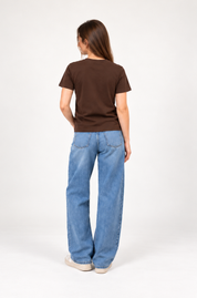 boxy crop tee chocolate brown