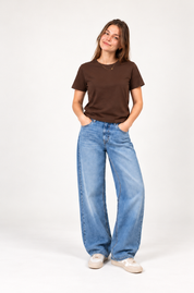 boxy crop tee chocolate brown