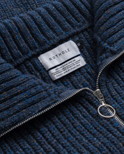 chunky knit troyer speckled blue