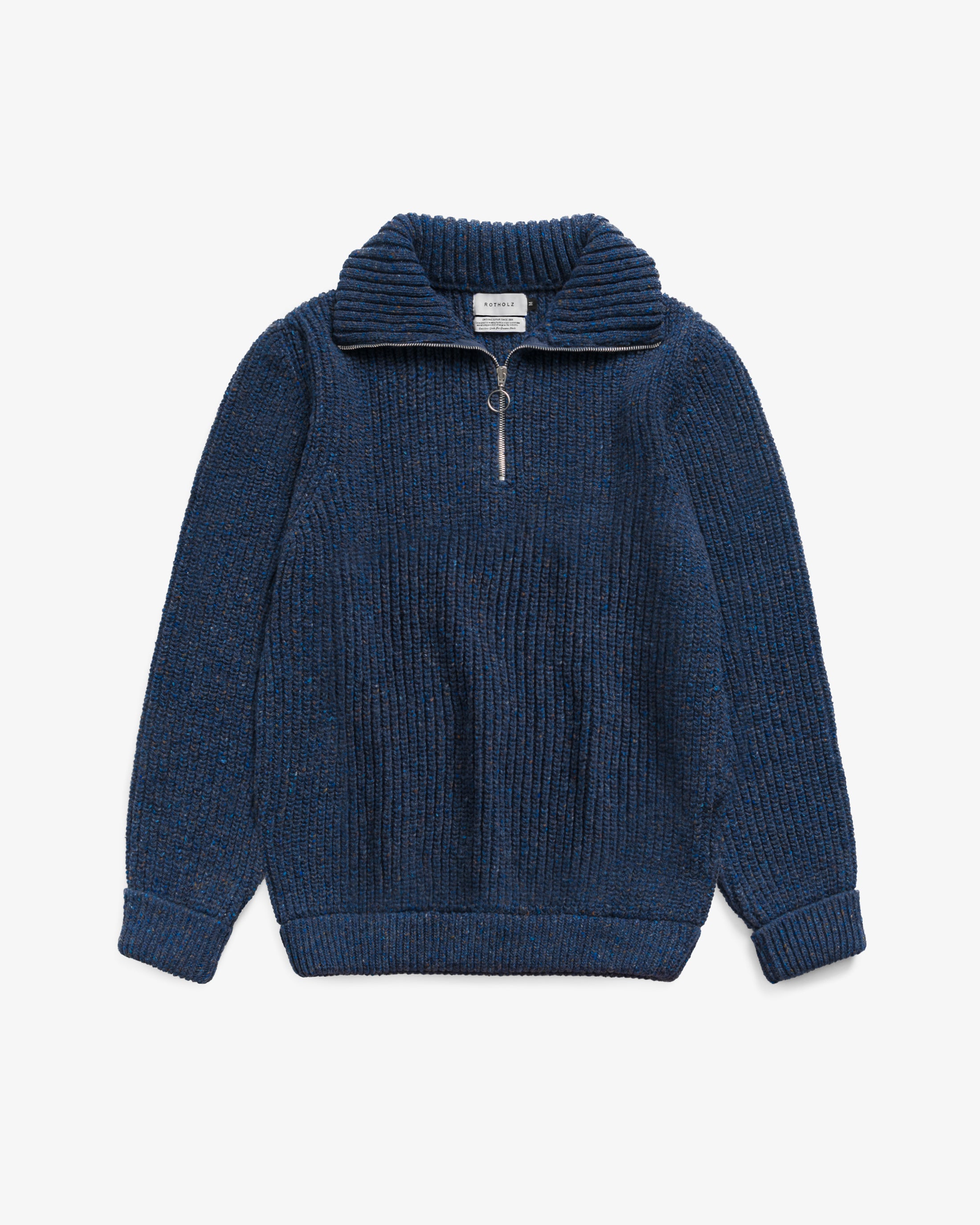 chunky knit troyer speckled blue