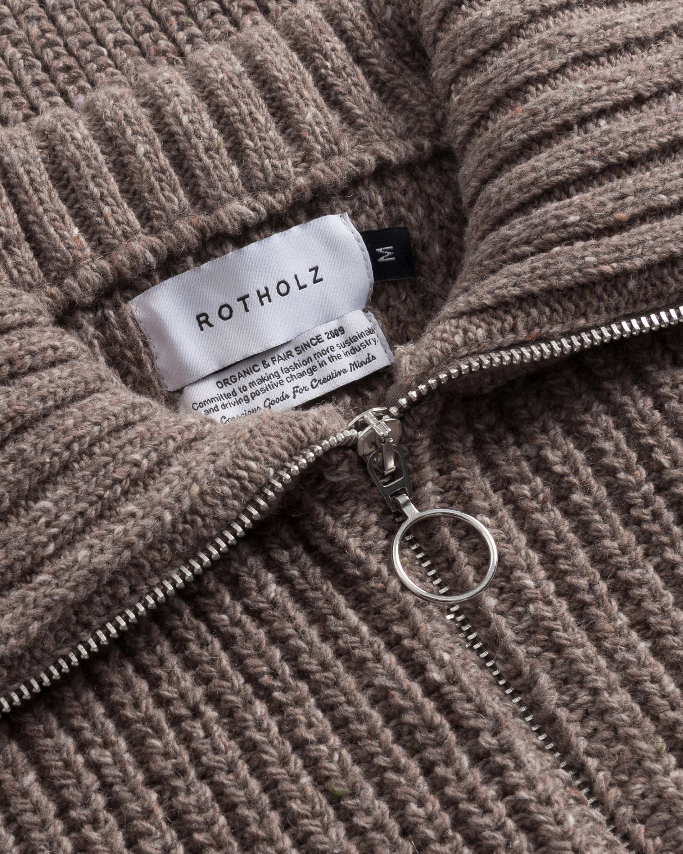 chunky knit troyer speckled brown