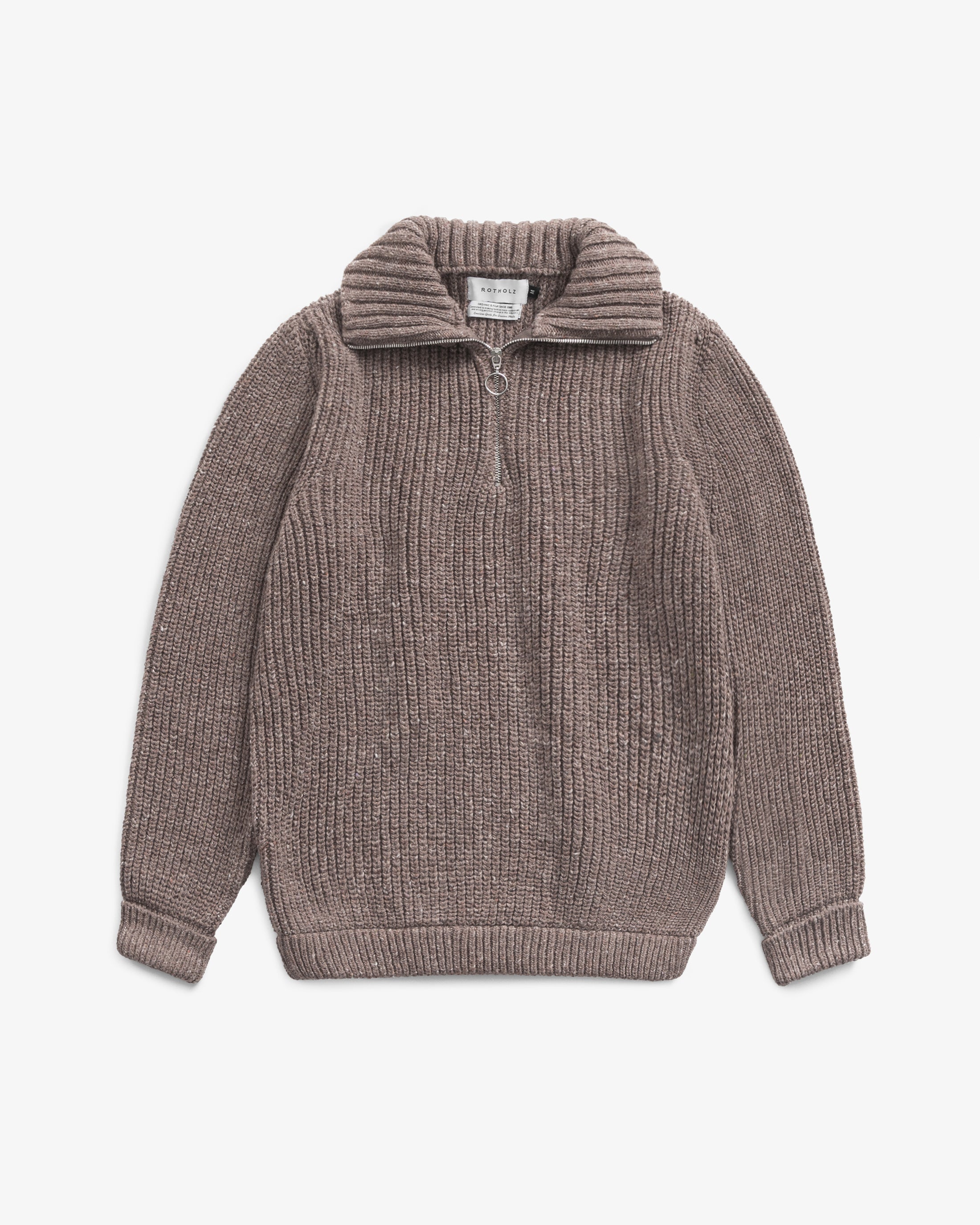 chunky knit troyer speckled brown