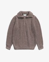 chunky knit troyer speckled brown