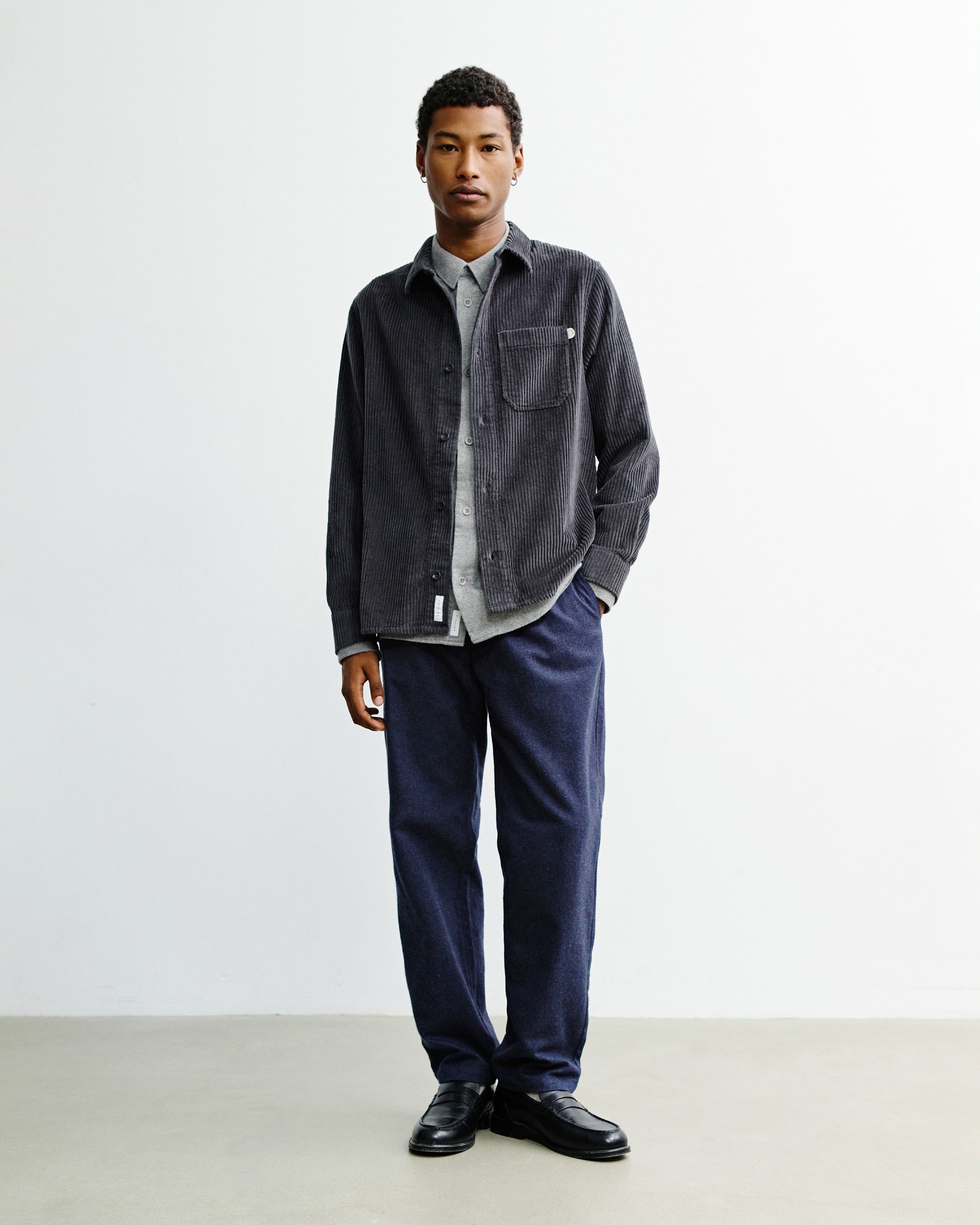 cord casual shirt washed anthracite
