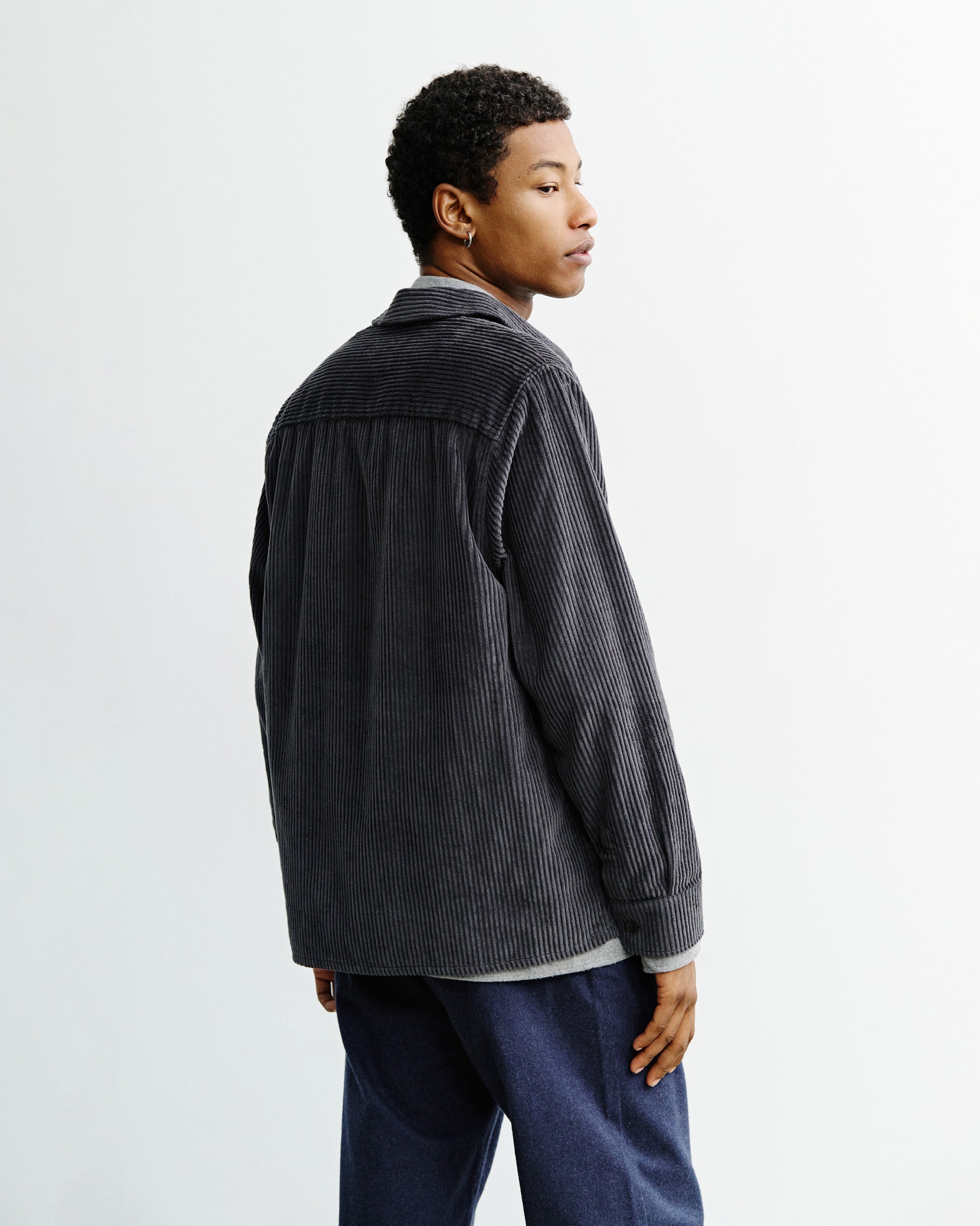 cord casual shirt washed anthracite