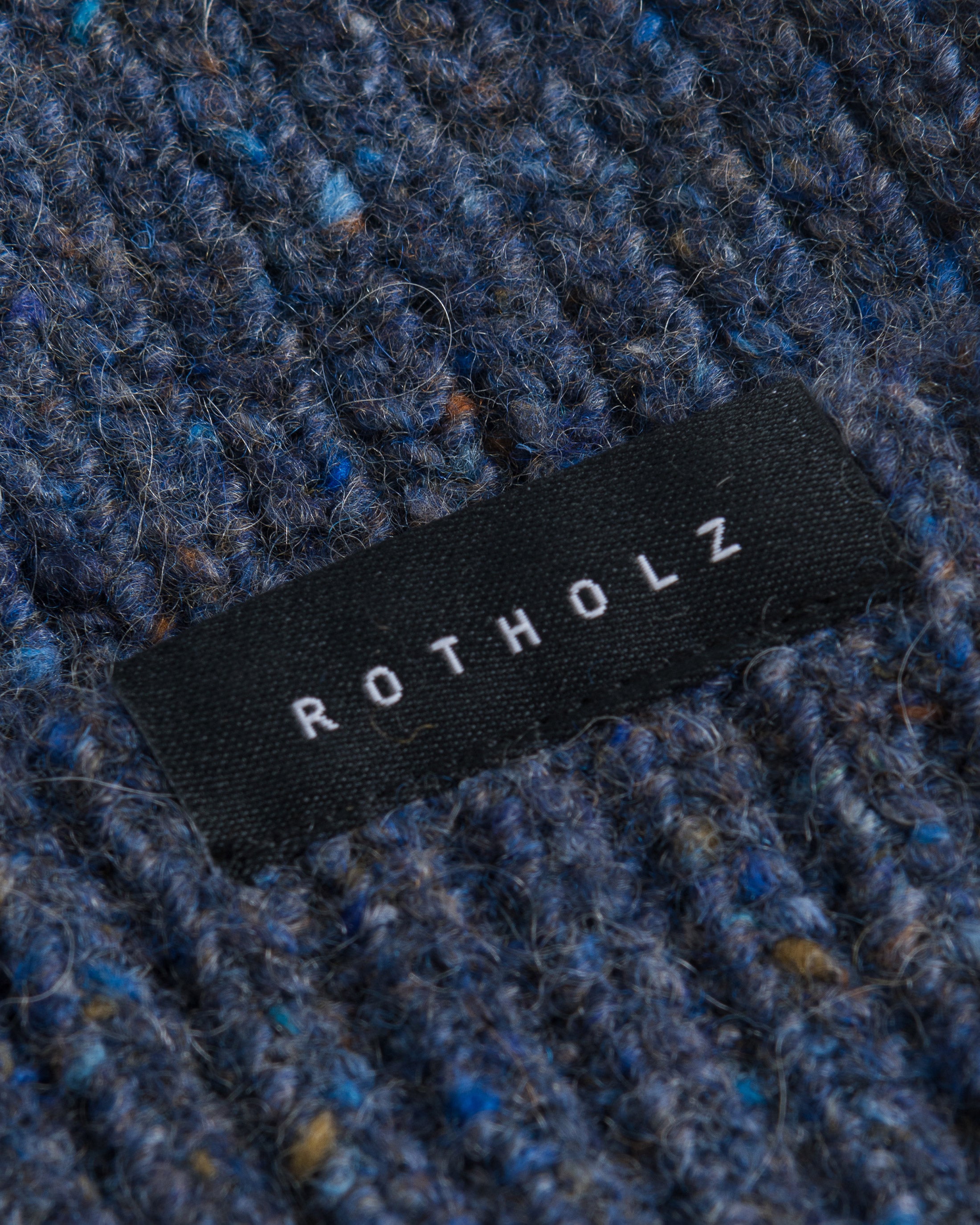 cropped ribbed beanie merino wool speckled blue