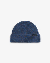 cropped ribbed beanie merino wool speckled blue