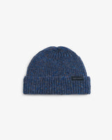 cropped ribbed beanie merino wool speckled blue