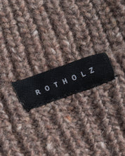 cropped ribbed beanie merino wool speckled brown