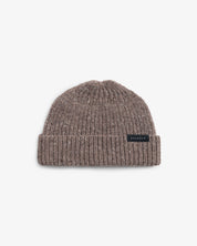 cropped ribbed beanie merino wool speckled brown