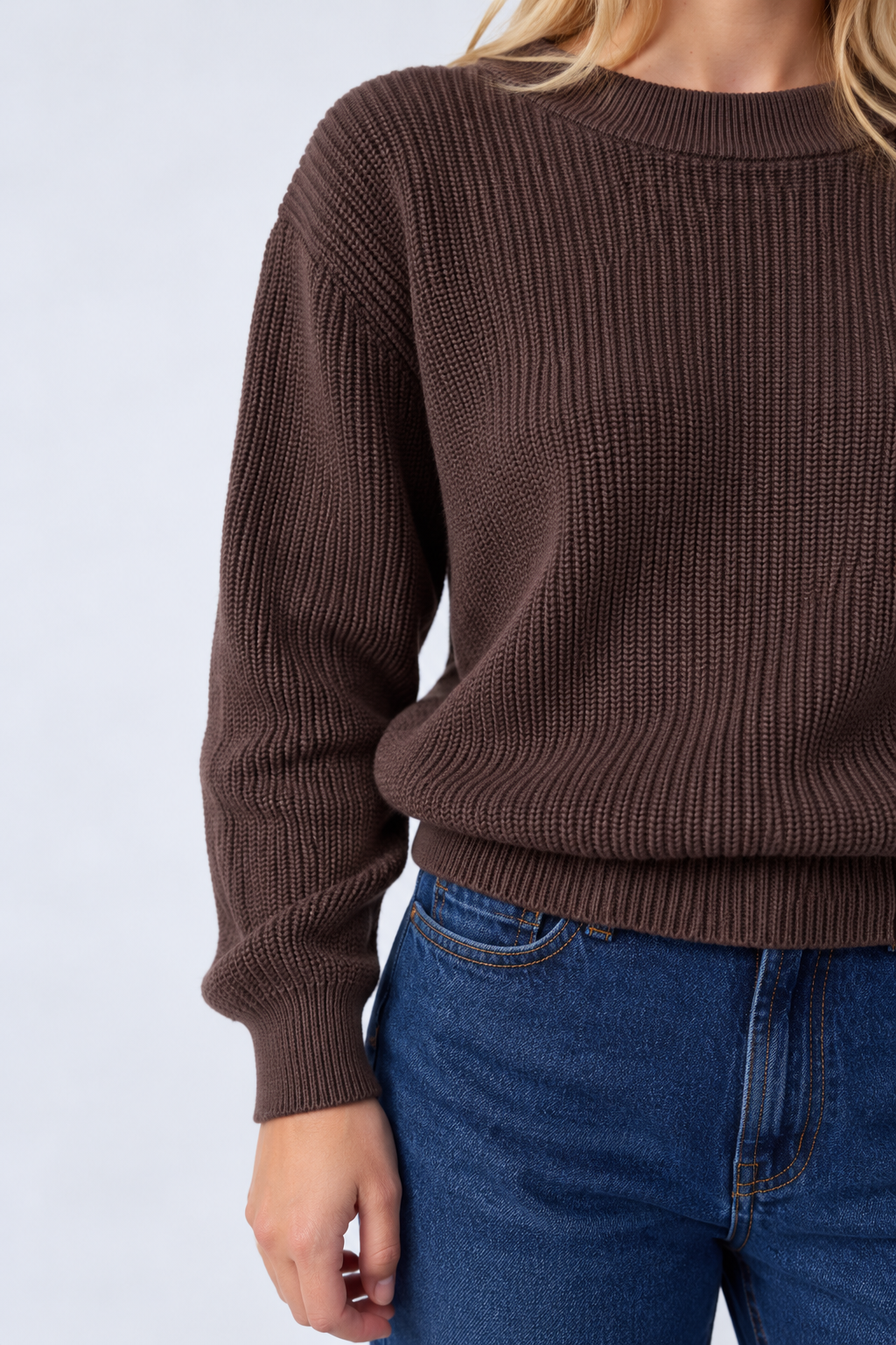 cropped knit pullover chocolate brown