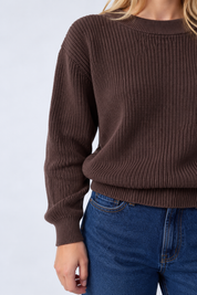 cropped knit pullover chocolate brown