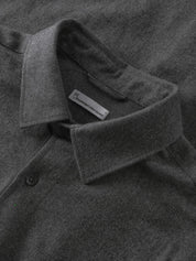 dune regular flannel shirt dark grey melange