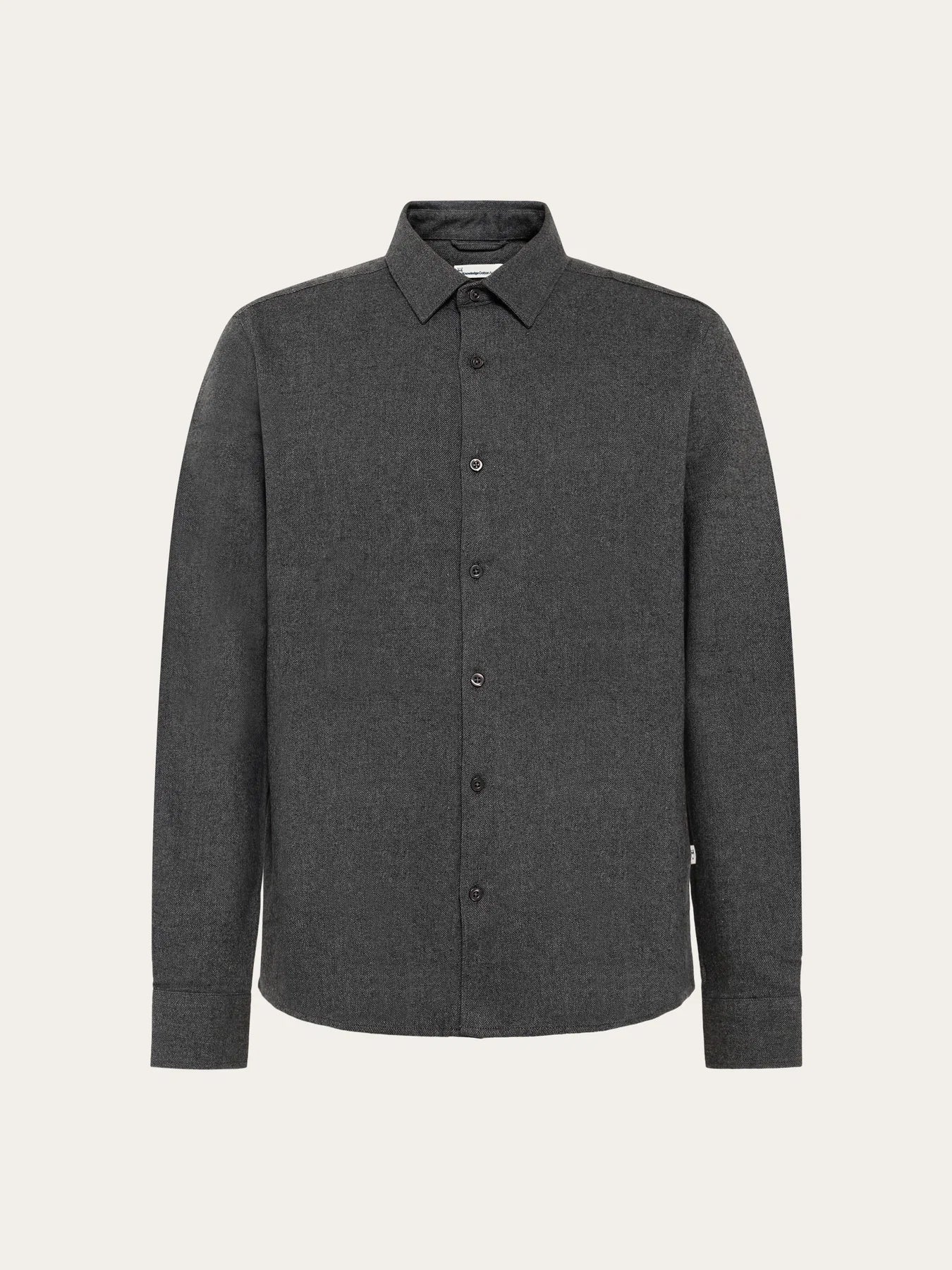dune regular flannel shirt dark grey melange