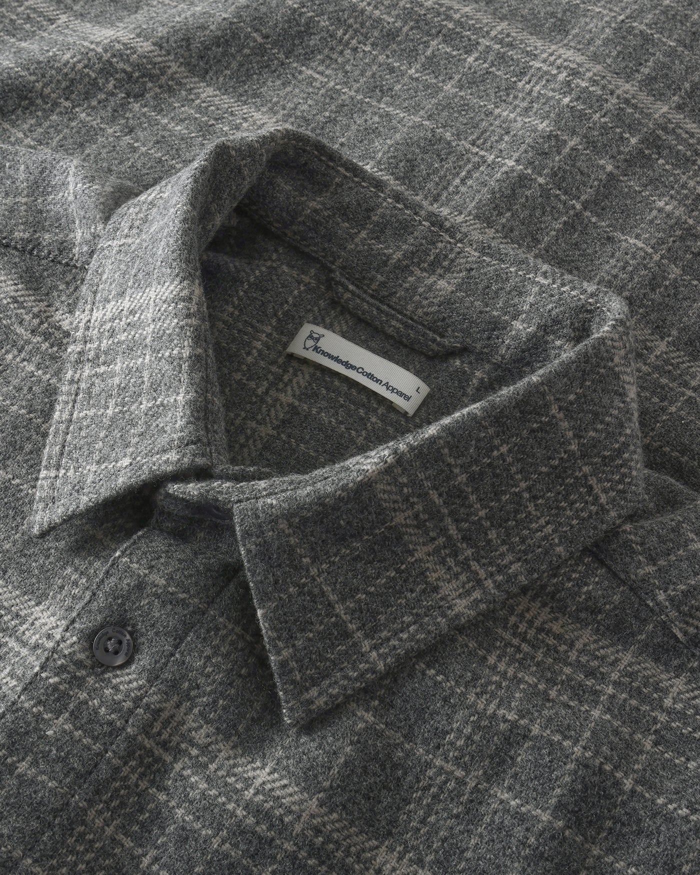 dune regular merino check shirt grey check