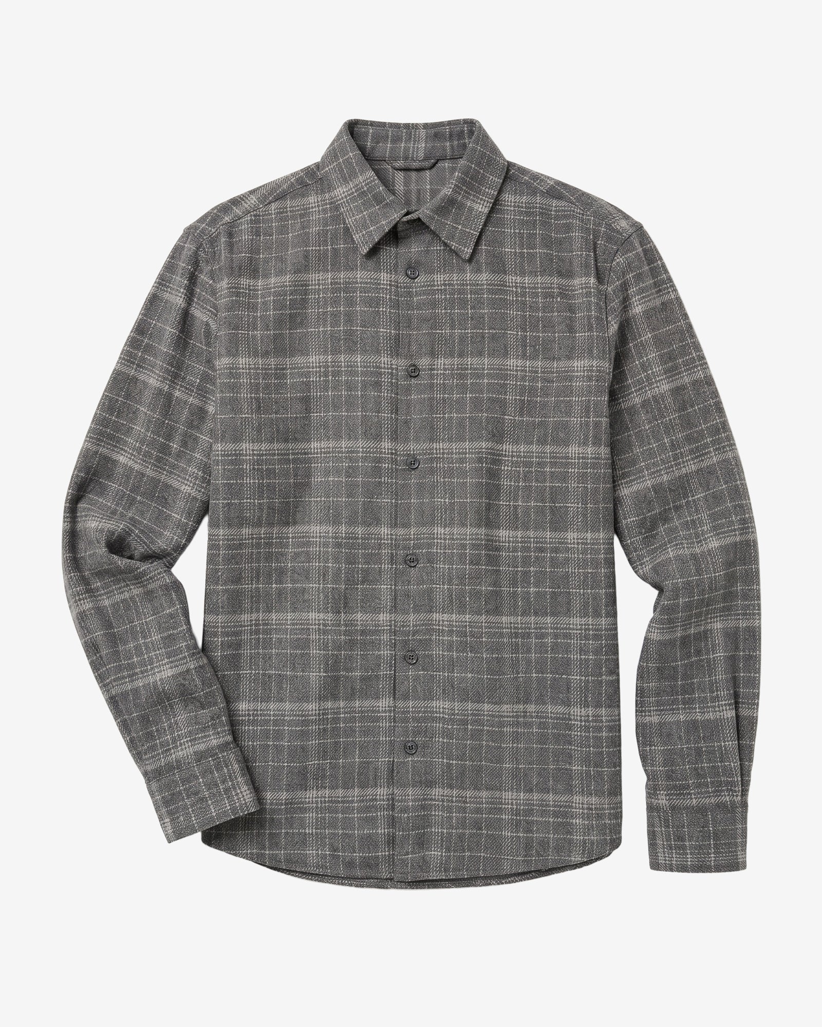 dune regular merino check shirt grey check