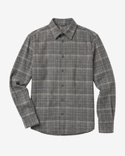 dune regular merino check shirt grey check